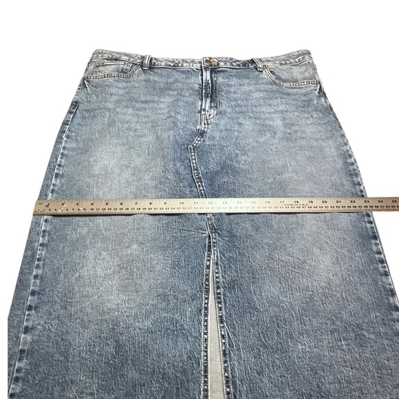 R JEANS Cotton Blend Split Front 5 Pocket Denim Midi Skirt Med Wash US Sz 36 - Picture 6 of 8